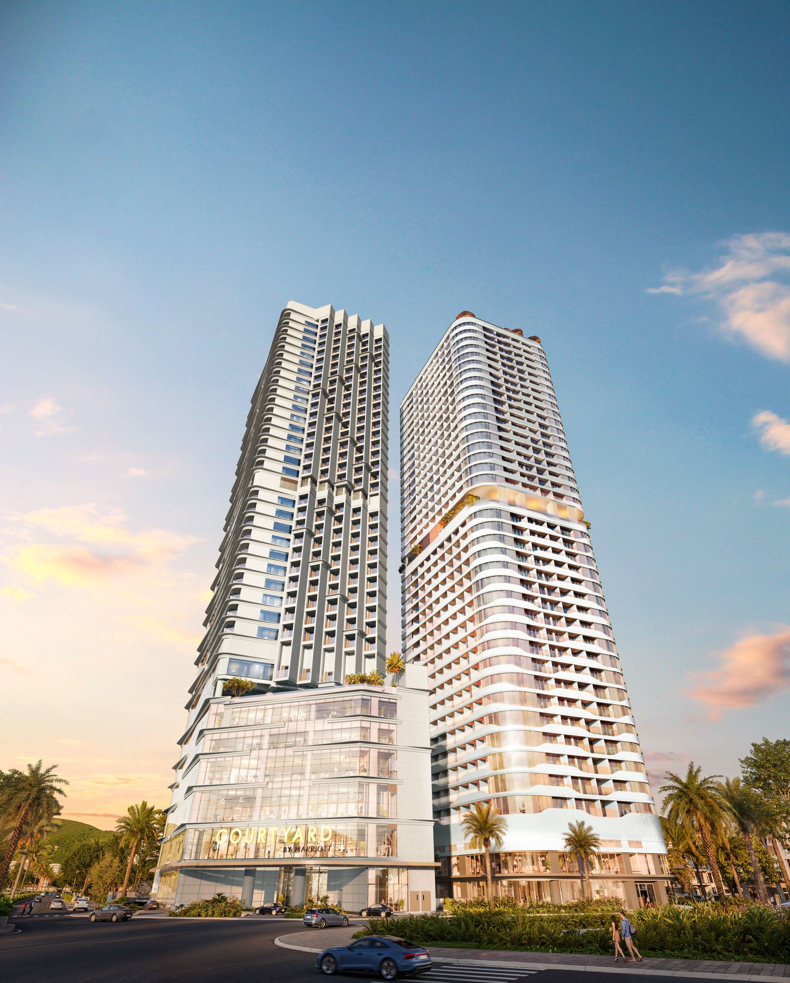 Facade chính thức tháp đôi Q'Terra Quy Nhơn